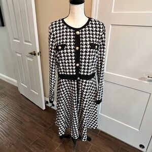 SHEIN Curve Black and White Houndstooth Dress